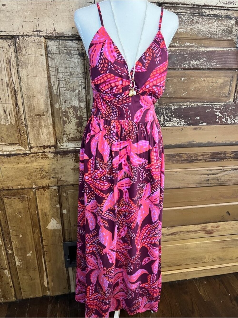 Jessica Simpson Floral Maxi Dress | Open Back Tie | NWOT | Pink Purple | Size L